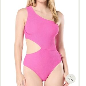 Michael Michael Kors One shoulder Swimsuit 8 Cerise Pink One Piece NWT MM7Y827